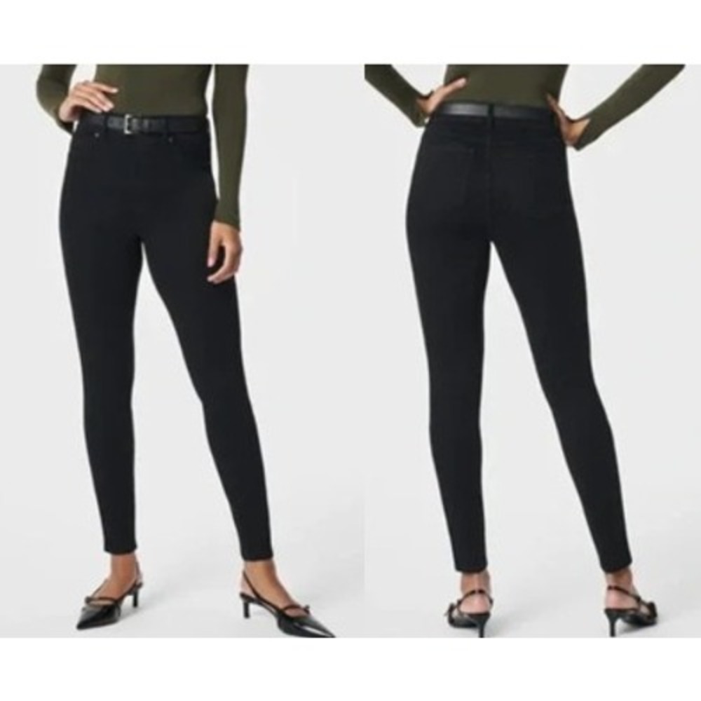 SPANX 20278R Ankle Length Pull On Skinny Jeans in Clean Black Womens Medium